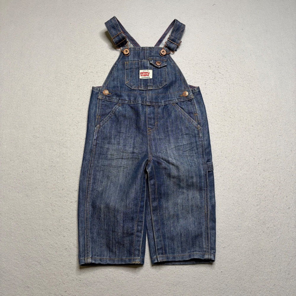 Levi's Denim Overalls Kids 18M Blue Y2K Carpenter Bib Dungarees Adjustable